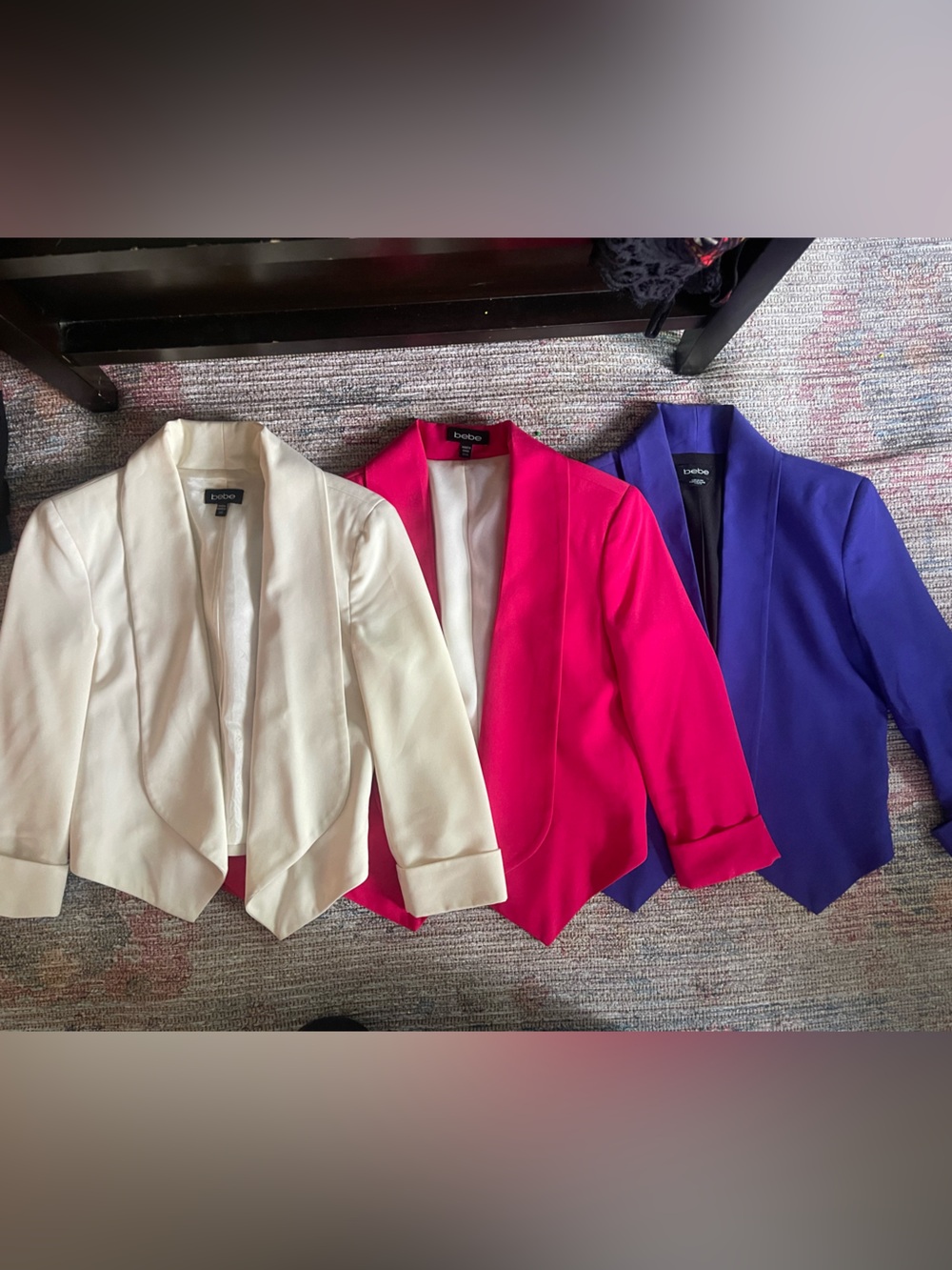 bebe Cream, Hot Pink & Royal Blue Blazer Trio